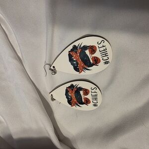 White and Red Chiefs Earrings